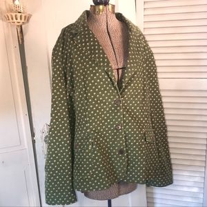 Lands' End green floral corduroy blazer jacket 24W